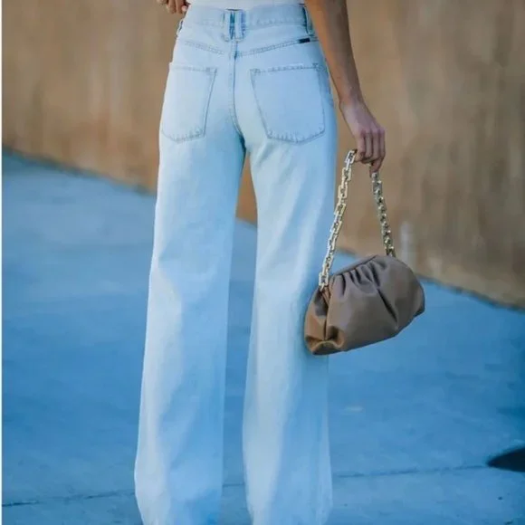 New Kan Can Wide Leg Light Wash High Waist Button Fly Jeans 90s Sz. 25 Last One! - Picture 4 of 9